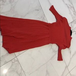Coral knit midi dress